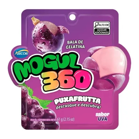 Bala gelatina mogul 360 puxafrutta uva 61g