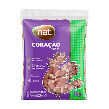 Coração de Frango Nat Congelado Pacote 1Kg