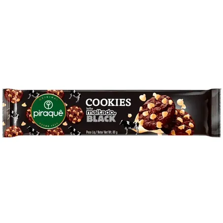 Biscoito piraque cookie maltado black 80g.