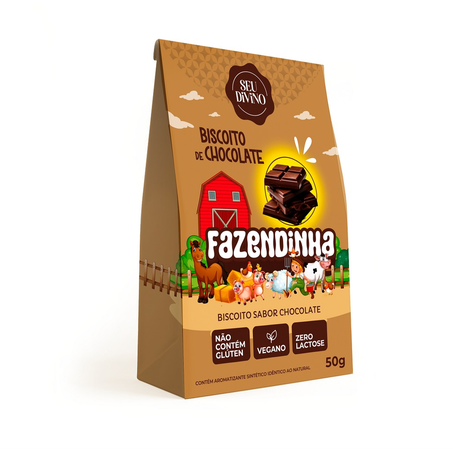 Biscoito Vegano Seu Divino Fazendinha Chocolate Sem Glúten 50g
