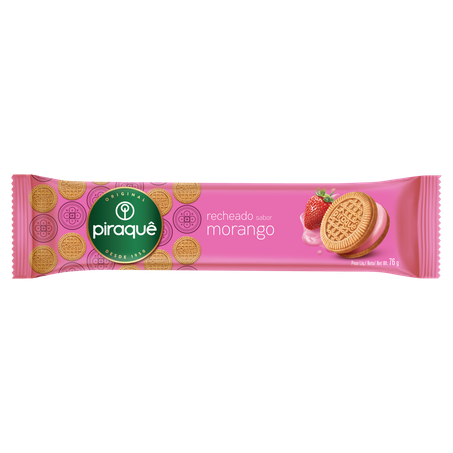 BISCOITO RECHEADO PIRAQUE MORANGO 76G