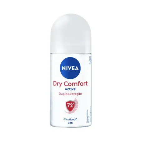 Desodorante Antitranspirante Roll-On Nivea Active Dry Comfort Feminino 72h Sem Álcool 50ml