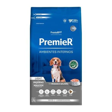 Ração Premier Ambientes Internos Light Cães Adultos Frango e Salmão 1Kg