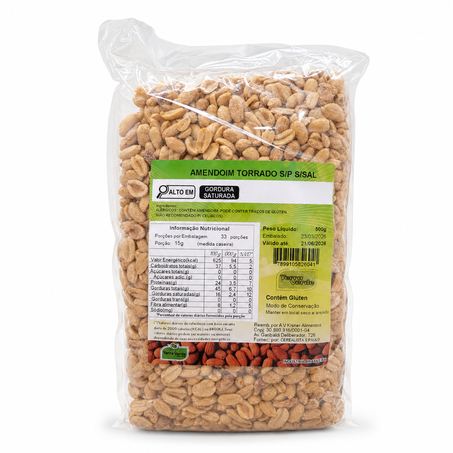 AMENDOIM TORRADO SEM PELE SEM SAL 500G