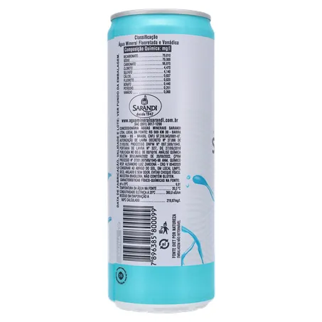 ÁGUA MINERAL SARANDI ALKALINE SEM GÁS LATA 350ML 360-24