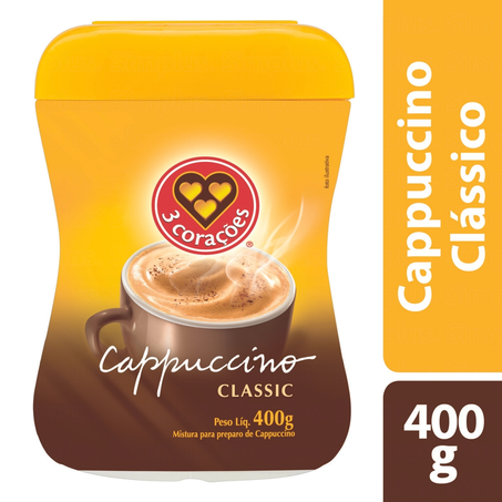 Cappuccino 3 Corações Classic Pote 400G