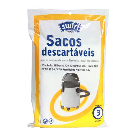SACO PARA ASPIRADOR DE PÓ DESCARTÁVEL WP 20 SWIRL COM 3 UNIDADES