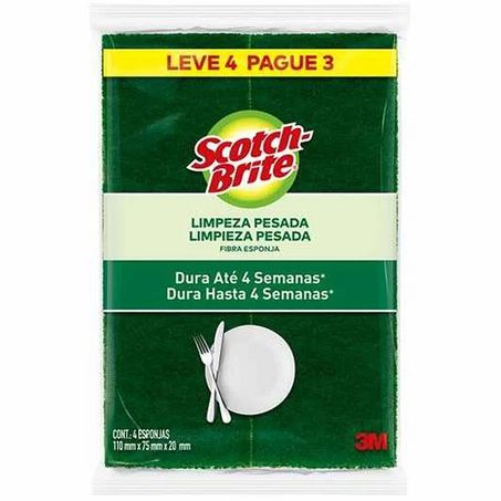 Esponja scotch brite limpeza pesada 4un