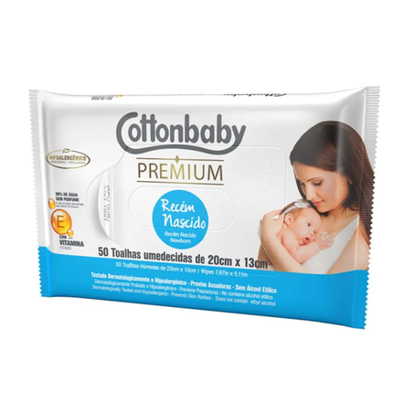 TOALHA UMEDECIDA COTTONBABY RECÉM NASCIDO 50UN