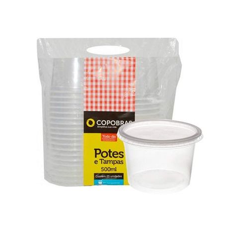 POTES E TAMPAS COPOBRAS C/25 TRANSP PP 500ML