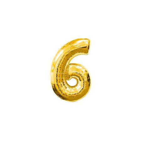 BALAO METALIZADO JUPITER PARTY 40CM N°6 DOURADO   