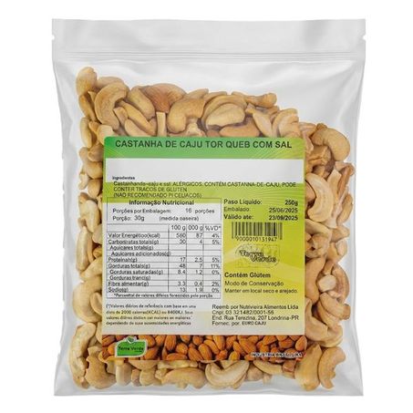 CASTANHA DE CAJU TORRADA QUEBRADA COM SAL 250G