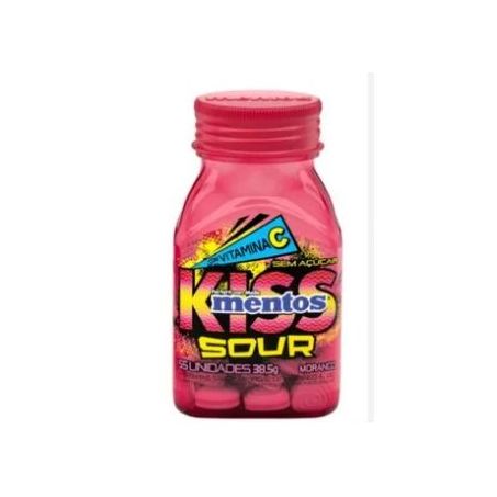 PASTILHAS MENTOS KISS SOUR MORANGO 38,5G