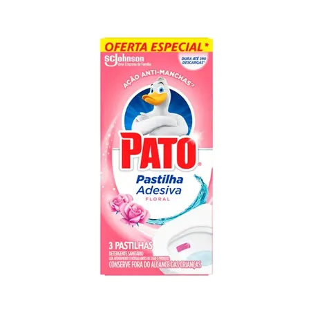 Detergente Sanitário Pato Pastilha Adesiva Floral Caixa com 3un - 30gr