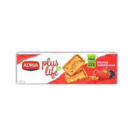 Biscoito adria 130g plus life frutas vermelhas