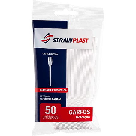 Garfo Strawplast Leve - Branco - Com 50 Unidades