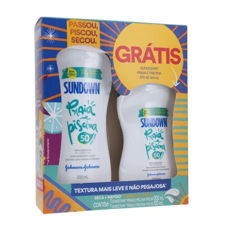 Kit protetor solar sundown praia e piscina fps50 200ml grátis fps50 120ml 360-34