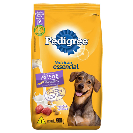 Ração Pedigree 900g - Nutrição Essencial - Ao Leite