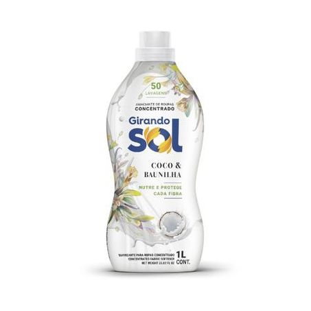 Amaciante de Roupas Concentrado Girando Sol  Coco & Baunilha Frasco 1lt