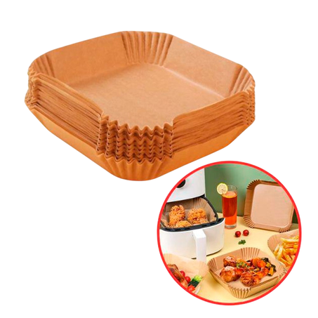 Forma de Papel Quadrada Descartável Para Air Fryer / Fritadeira 50 Peças 20/16CM