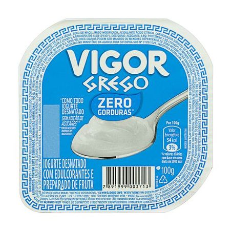Iogurte grego zero tradicional vigor 90g
