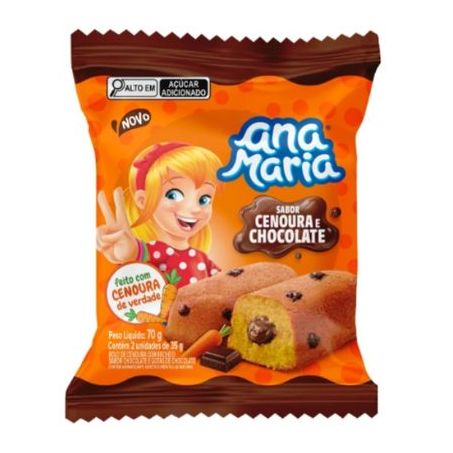 Bolo Cenoura Recheio Chocolate Ana Maria Pacote 70g 2 Unidades
