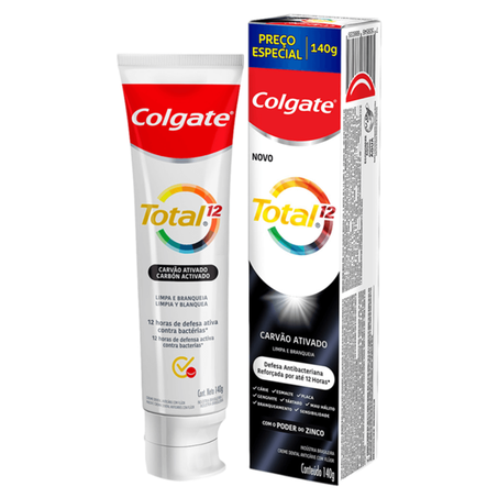 Creme dental 140g colgate total12 carvao ativado