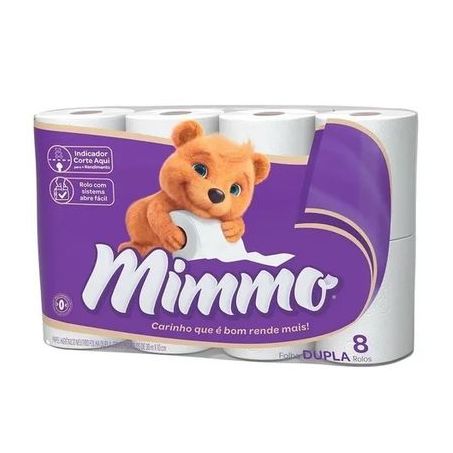 Papel higiênico mimmo folha dupla neutro c/ 8 rolos
