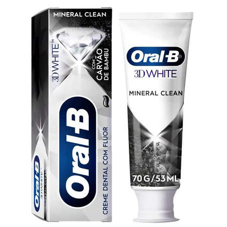 CREME DENTAL ORAL-B 3D WHITE MINERAL CARBON 70G 