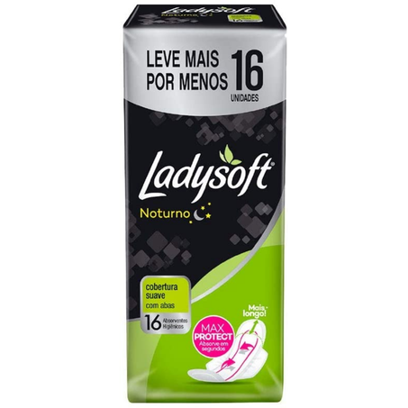 Absorvente ladysoft 16un suave noturno com abas