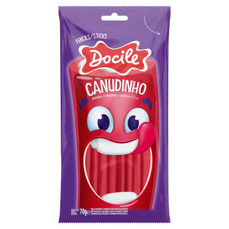 Bala Docile 70g - Canudinho - Morango
