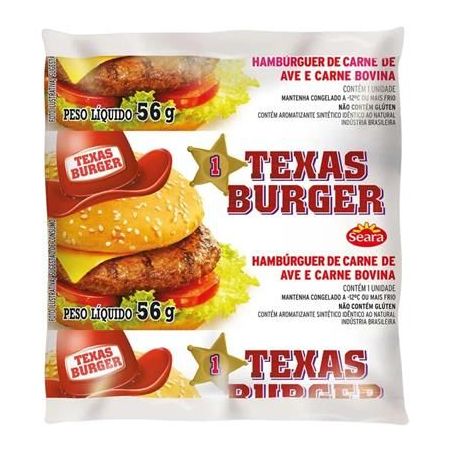 Hambúrguer seara texas burguer de carne de ave e bovina pacote 56g