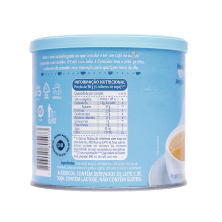 Café 3 corações com leite zero açúcar 265g 360-42