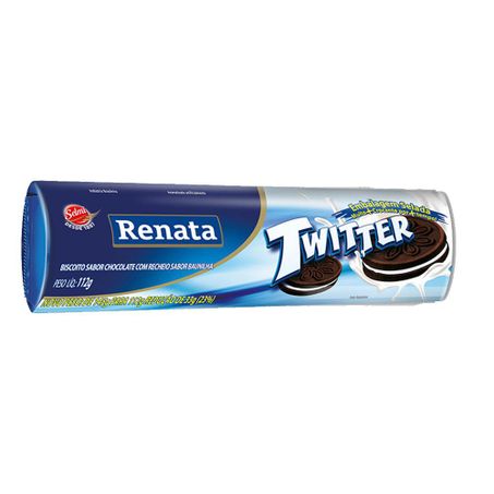 BISCOITO RENATA TWITTER CHOCOLATE BAUNILHA 112G