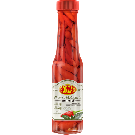 PIMENTA MALAGUETA EM CONSERVA PONZAN VERMELHA 35G