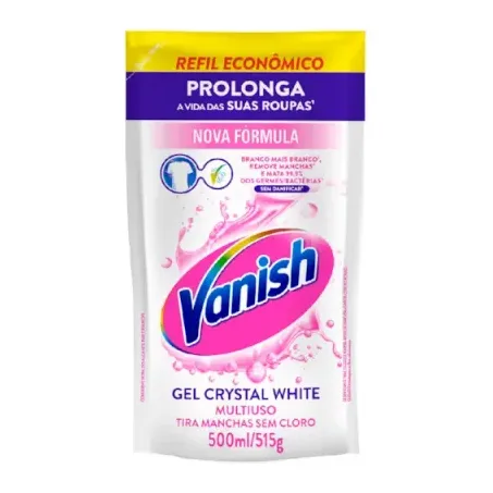 Tira Manchas Líquido Multiuso Vanish Crystal White Sachê 500ml - Refil