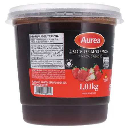 Doce de fruta aurea morango e maça pote 1.01kg 360-33