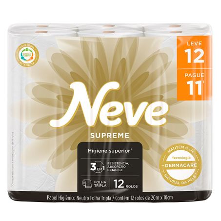 Papel higiênico neve supreme neutro 20m l.12 p.11