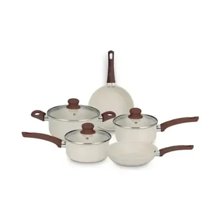 CONJUNTO PANELAS MTA CERAMIC TAMPA VIDRO REVEST. ANTIADERENTE CERAMICO 5PCS BAUNILHA