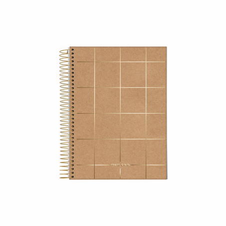 Caderno espiral jandaia capa dura 1materia 80folhas kraft gold