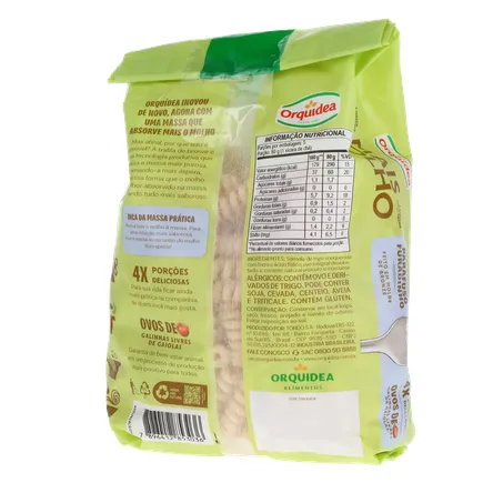 Macarrão de Sêmola Orquídea Parafuso Furadinho com Ovos Pacote 400gr 360-20
