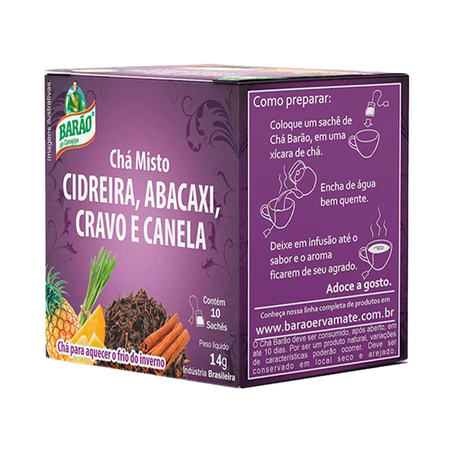 CHÁ CIDREIRA ABACAXI CRAVO E CANELA 15G BARÃO