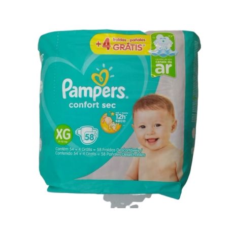 Fralda pampers confortsec xg com 58 unidades
