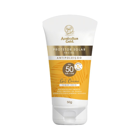 Protetor Solar Australian Gold Facial Gel Creme Seco Fator 50 Frasco com 50G