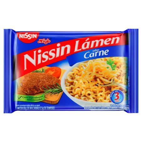 Macarrão instantâneo lámen carne nissin miojo