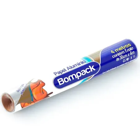 Papel alumínio rolo bompack 4mx30cm