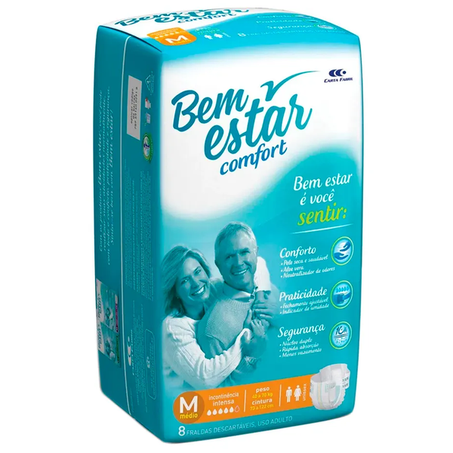 FRALDA ADULTO BEM ESTAR COMFORT M 8UN