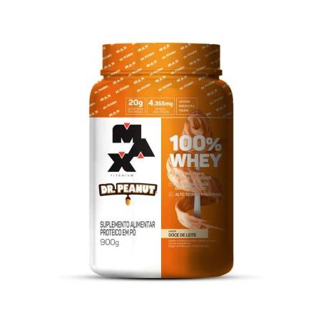 Suplemento Alimentar em Pó Max Titanium Dr. Peanut 100% Whey Doce de Leite Pote 900gr