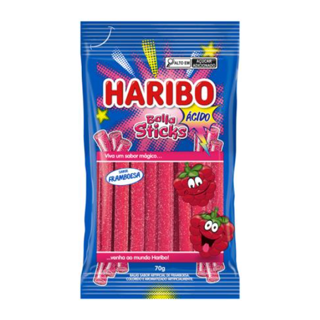 BALA STICKS HARIBO 70G FRAMBOESA ACIDA