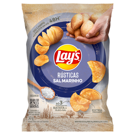 BATATA LAYS RUSTICA 30G SAL MARINHO